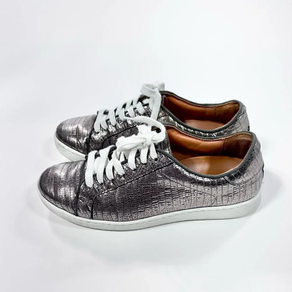 Frye Alexis low lace metallic snake skin sneaker 8